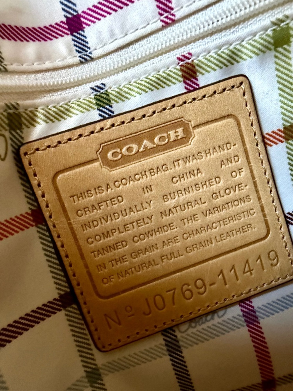 Coach Bleecker Tattersall Flap Shoulder Bag in Natural -EUC - Picture 12 of 14